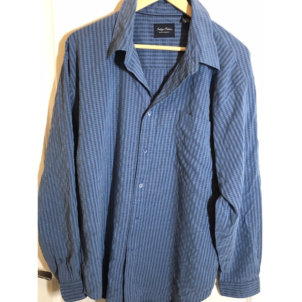 Indigo Palms‎ Denim Company Shirt Mens Large Blue Career Casual Preppy